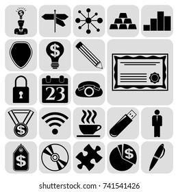 Set of 22 business related icons. Collection. Detailed design. Vector Illustration.