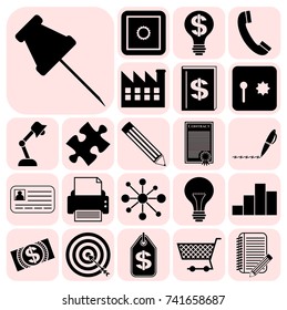 Set of 22 business related icons. Collection. Detailed design. Vector Illustration.