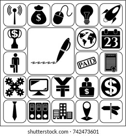 Set of 22 business related icons. Collection. Flat design. Vector Illustration.