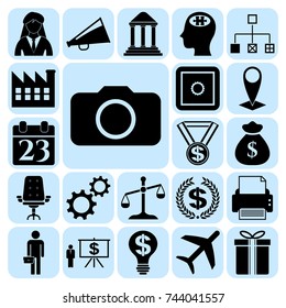 Set of 22 business related icons. Collection. Flat design. Vector Illustration.