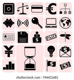 Set of 22 business related icons. Collection. Flat design. Vector Illustration.