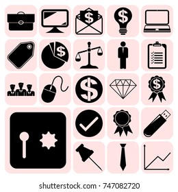 Set of 22 business related icons. Collection. Detailed design. Vector Illustration.
