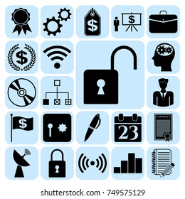 Set of 22 business related icons. Collection. Flat design. Vector Illustration.