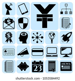  Set of 22 business symbols of icons. Collection. Flat design. Vector Illustration.