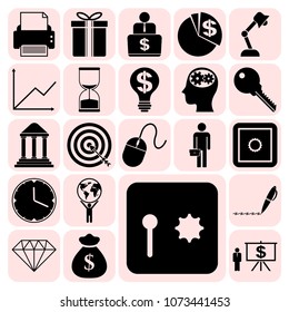 Set of 22 business symbols of icons. Collection. Detailed design. Vector Illustration.