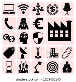 Set of 22 business symbols of icons. Collection. Flat design. Vector Illustration.