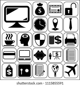 Set of 22 business symbols of icons. Collection. Flat design. Vector Illustration.