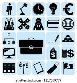 Set of 22 business symbols of icons. Collection. Detailed design. Vector Illustration.