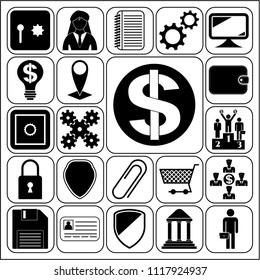 Set of 22 business symbols of icons. Collection. Flat design. Vector Illustration.