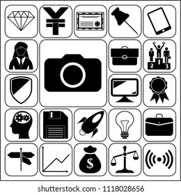 Set of 22 business symbols of icons. Collection. Detailed design. Vector Illustration.