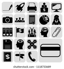 Set of 22 business symbols of icons. Collection. Detailed design. Vector Illustration.