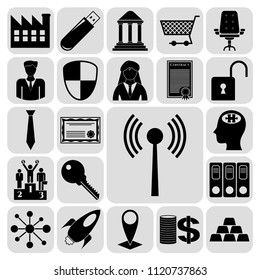Set of 22 business symbols of icons. Collection. Detailed design. Vector Illustration.