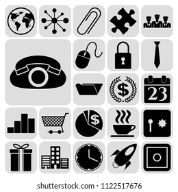 Set of 22 business symbols of icons. Collection. Detailed design. Vector Illustration.
