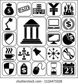 Set of 22 business symbols of icons. Collection. Detailed design. Vector Illustration.