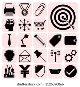 Set of 22 business symbols of icons. Collection. Detailed design. Vector Illustration.