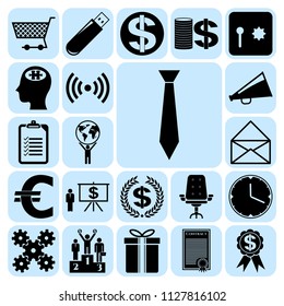 Set of 22 business symbols of icons. Collection. Flat design. Vector Illustration.