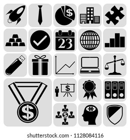 Set of 22 business symbols of icons. Collection. Detailed design. Vector Illustration.