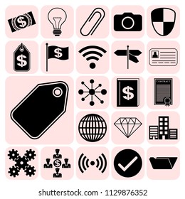 Set of 22 business symbols of icons. Collection. Flat design. Vector Illustration.