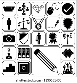 Set of 22 business symbols of icons. Collection. Detailed design. Vector Illustration.