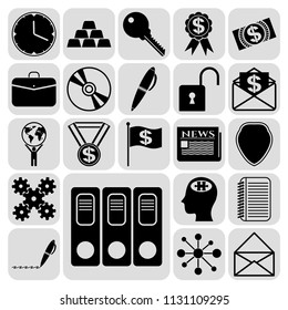 Set of 22 business symbols of icons. Collection. Flat design. Vector Illustration.