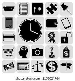 Set of 22 business symbols of icons. Collection. Detailed design. Vector Illustration.