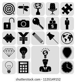 Set of 22 business symbols of icons. Collection. Flat design. Vector Illustration.