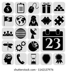 Set of 22 business symbols of icons. Collection. Flat design. Vector Illustration.