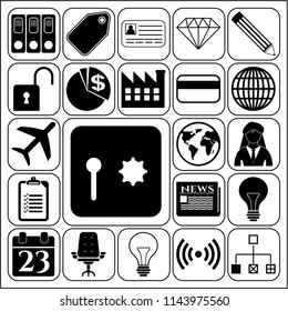 Set of 22 business symbols of icons. Collection. Detailed design. Vector Illustration.