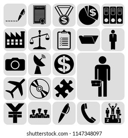 Set of 22 business symbols of icons. Collection. Flat design. Vector Illustration.