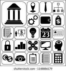 Set of 22 business symbols of icons. Collection. Detailed design. Vector Illustration.