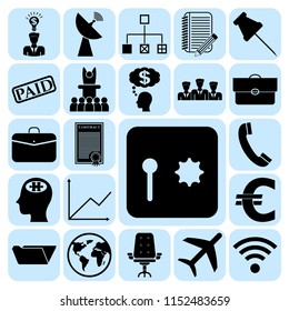 Set of 22 business symbols of icons. Collection. Detailed design. Vector Illustration.