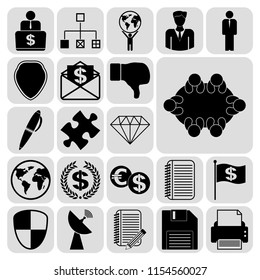 Set of 22 business symbols of icons. Collection. Detailed design. Vector Illustration.