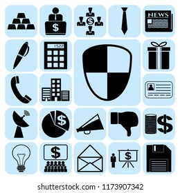 Set of 22 business symbols of icons. Collection. Detailed design. Vector Illustration.
