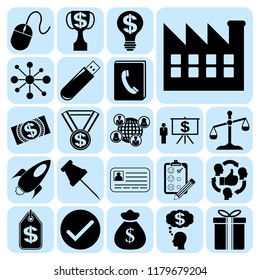 Set of 22 business symbols of icons. Collection. Detailed design. Vector Illustration.