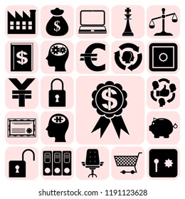 Set of 22 business symbols of icons. Collection. Detailed design. Vector Illustration.