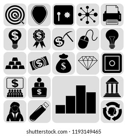 Set of 22 business symbols of icons. Collection. Detailed design. Vector Illustration.