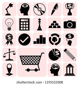 Set of 22 business symbols of icons. Collection. Flat design. Vector Illustration.
