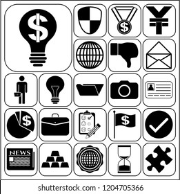 Set of 22 business symbols of icons. Collection. Detailed design. Vector Illustration.