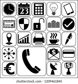 Set of 22 business symbols of icons. Collection. Flat design. Vector Illustration.
