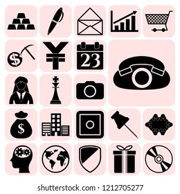 Set of 22 business symbols of icons. Collection. Detailed design. Vector Illustration.