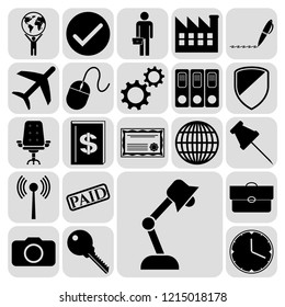 Set of 22 business symbols of icons. Collection. Flat design. Vector Illustration.