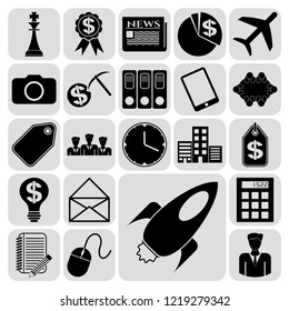 Set of 22 business symbols of icons. Collection. Flat design. Vector Illustration.