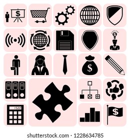 Set of 22 business symbols of icons. Collection. Flat design. Vector Illustration.