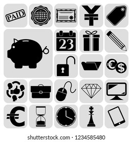 Set of 22 business symbols of icons. Collection. Flat design. Vector Illustration.