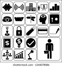 Set of 22 business symbols of icons. Collection. Detailed design. Vector Illustration.