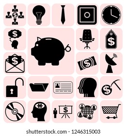 Set of 22 business symbols of icons. Collection. Flat design. Vector Illustration.
