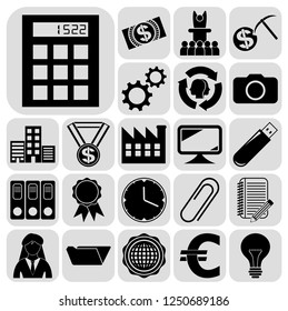 Set of 22 business symbols of icons. Collection. Detailed design. Vector Illustration.
