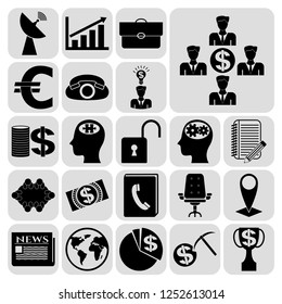 Set of 22 business symbols of icons. Collection. Flat design. Vector Illustration.