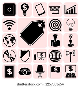 Set of 22 business symbols of icons. Collection. Flat design. Vector Illustration.