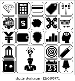 Set of 22 business symbols of icons. Collection. Amazing desing. Vector Illustration.